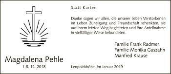 Traueranzeige von Magdalena Pehle