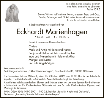 Traueranzeige von Eckhardt Marienhagen von Neue Westfälische