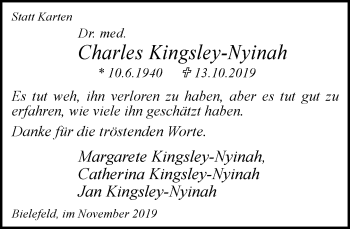 Traueranzeige von Charles Kingsley-Nyinah von Neue Westfälische