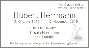 Traueranzeige von Hubert Herrmann von Neue Westfälische