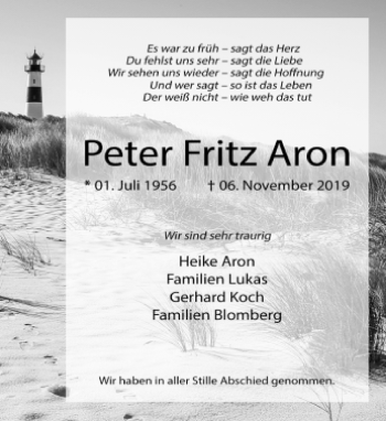 Traueranzeige von Peter Fritz Aron von Neue Westfälische