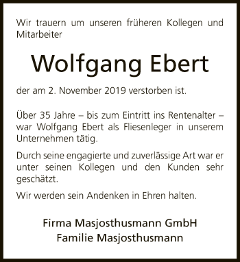 Traueranzeige von Wolfgang Ebert von Neue Westfälische