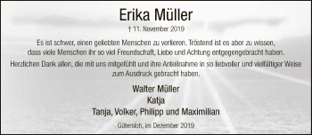 Traueranzeige von Erika Müller von Neue Westfälische