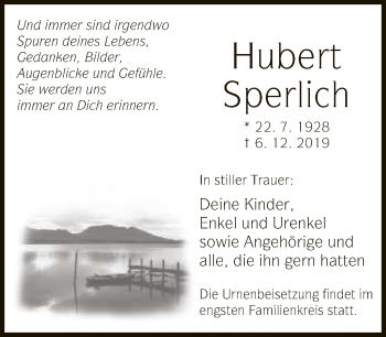 Traueranzeige von Hubert Sperlich von Neue Westfälische