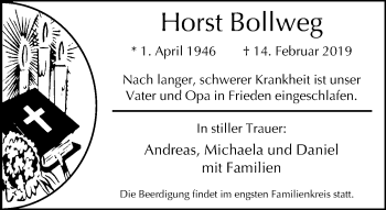 Traueranzeige von Horst Bollweg von Neue Westfälische