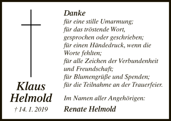 Traueranzeige von Klaus Helmold von Neue Westfälische