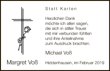 Traueranzeige von Margret Voß von Neue Westfälische