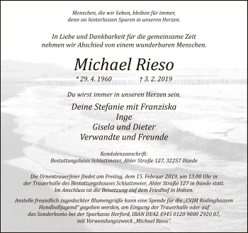 Traueranzeige von Michael Rieso von Neue Westfälische