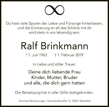 Traueranzeige von Ralf Brinkmann von Neue Westfälische