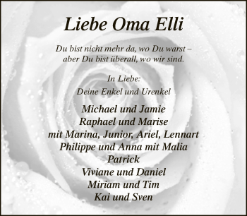 Traueranzeige von Elli  von Neue Westfälische
