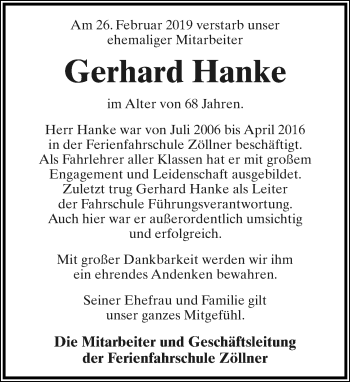 Traueranzeige von Gerhard Hanke von Neue Westfälische
