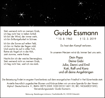 Traueranzeige von Guido Essmann von Neue Westfälische