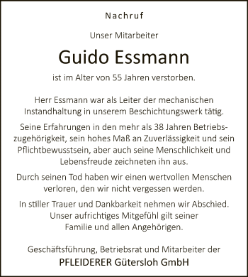 Traueranzeige von Guido Essmann von Neue Westfälische