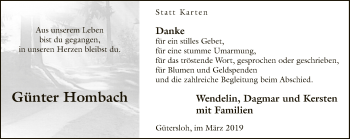 Traueranzeige von Günter Hombach von Neue Westfälische