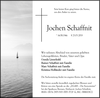 Traueranzeige von Jochen Schaffnit von Neue Westfälische