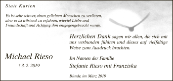 Traueranzeige von Michael Rieso von Neue Westfälische