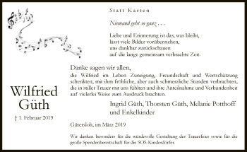 Traueranzeige von Wilfried Güth von Neue Westfälische