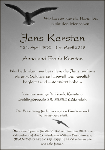 Traueranzeige von Jens Kersten von Neue Westfälische