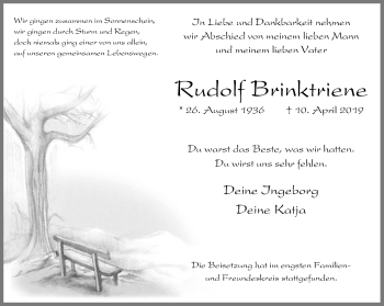 Traueranzeige von Rudolf Brinktriene von Neue Westfälische
