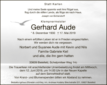 Traueranzeige von Gerhard Aude von Neue Westfälische