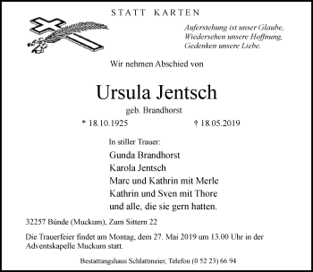 Traueranzeige von Ursula Jentsch von Neue Westfälische