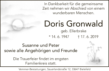 Traueranzeige von Doris Gronwald von Neue Westfälische