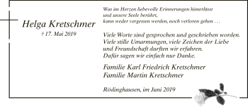 Traueranzeige von Helga Kretschmer von Neue Westfälische