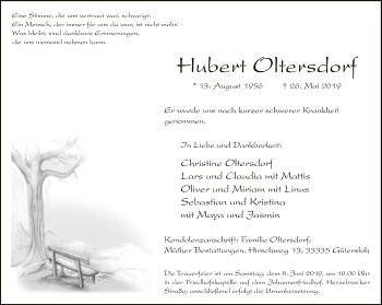 Traueranzeige von Hubert Oltersdorf von Neue Westfälische