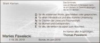 Traueranzeige von Marlies Pawelecki von Neue Westfälische