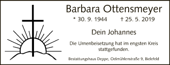 Traueranzeige von Barbara Ottensmeyer von Neue Westfälische