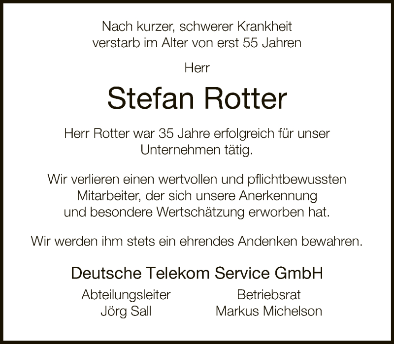  Traueranzeige für Stefan Rotter vom 20.07.2019 aus Neue Westfälische