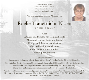 Traueranzeige von Roelie Trauernicht-Kloen von Neue Westfälische
