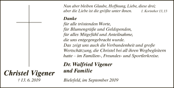 Traueranzeige von Christel Vigener von Neue Westfälische