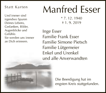 Traueranzeige von Manfred Esser von Neue Westfälische