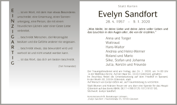 Traueranzeige von Evelyn Sandfort von Neue Westfälische