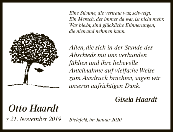 Traueranzeige von Otto Haardt von Neue Westfälische