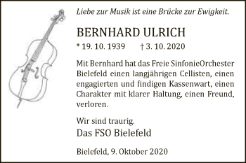 Traueranzeige von Bernhard Ulrich von Neue Westfälische