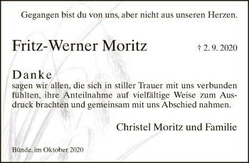Traueranzeige von Fritz-Werner Moritz von Neue Westfälische