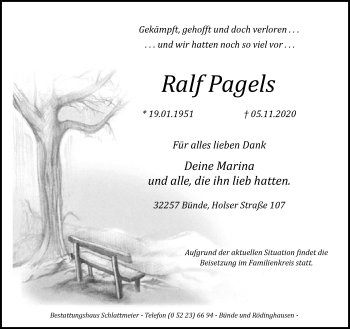 Traueranzeige von Ralf Pagels von Neue Westfälische