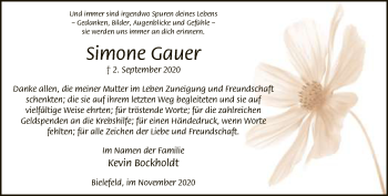 Traueranzeige von Simone Gauer von Neue Westfälische