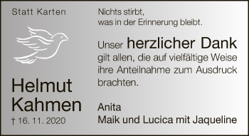 Traueranzeige von Helmut Kahmen von Neue Westfälische