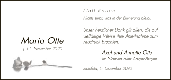 Traueranzeige von Maria Otte von Neue Westfälische