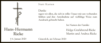 Traueranzeige von Hans-Hermann Rieke von Neue Westfälische