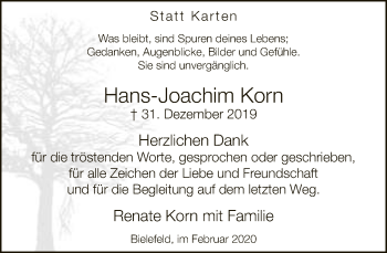 Traueranzeige von Hans-Joachim Korn von Neue Westfälische