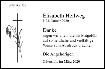 Traueranzeige von Elsbeth Hellweg von Neue Westfälische