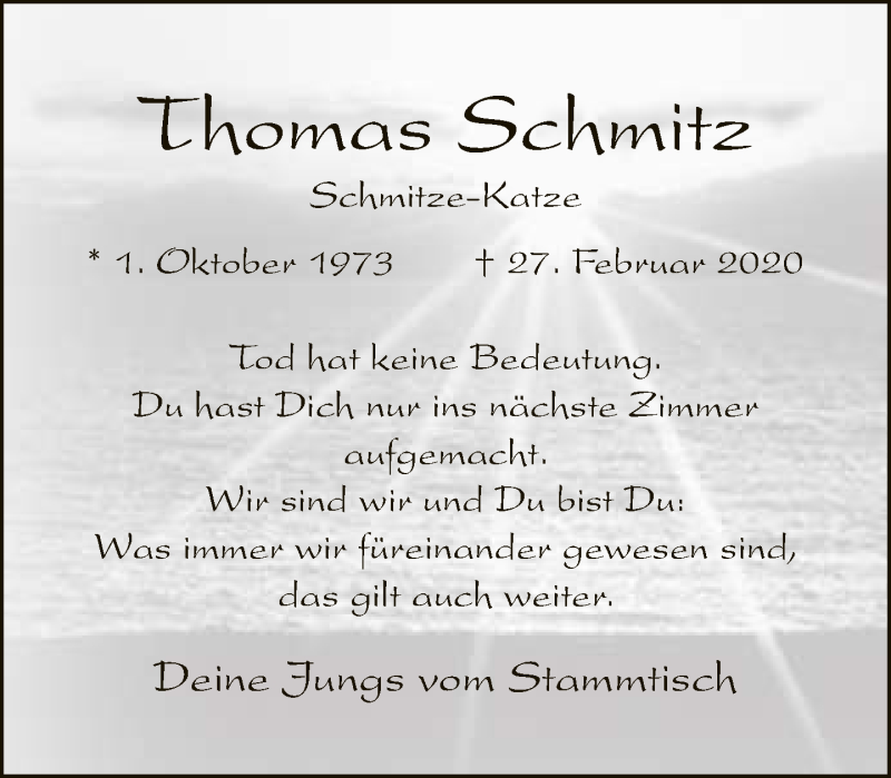  Traueranzeige für Thomas Schmitz vom 04.03.2020 aus Neue Westfälische