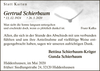 Traueranzeige von Gertrud Schierbaum von Neue Westfälische