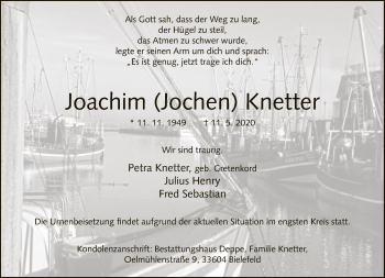 Traueranzeige von Joachim Knetter von Neue Westfälische