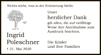 Traueranzeige von Ingrid Poleschner von Neue Westfälische