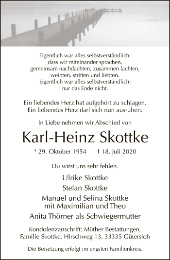 Traueranzeige von Karl-Heinz Skottke von Neue Westfälische